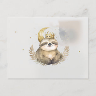 Wasserfarbe Sloth Moon Crown Postkarte