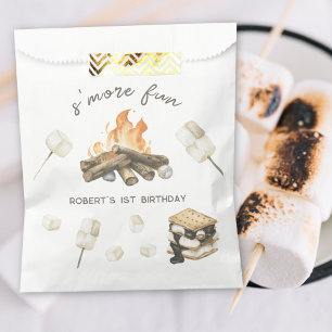 Wasserfarbe S'more Campfire 1. Geburtstag Geschenktütchen