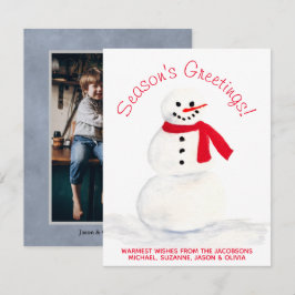 Wasserfarbe Snowman Jahreszeit Grüße mit Foto Feiertagskarte