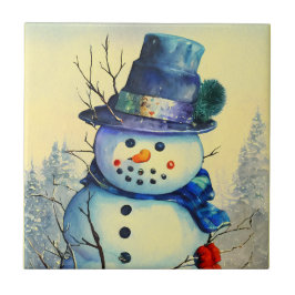 Wasserfarbe Snowman Keramik Tile Fliese
