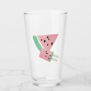 Wasserfarbe Sommer Wassermelone Slice und Pop Glas