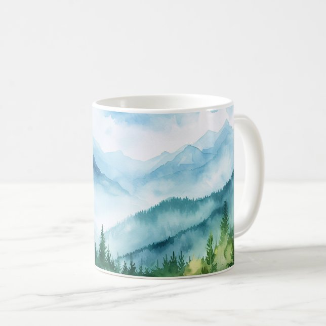 Wasserfarbe Sommergebirge Landschaft Kaffeetasse (VorderseiteRechts)