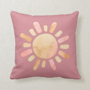 Wasserfarbe Sonne staubige Rose Kissen