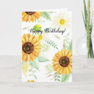 Wasserfarbe Sonnenblume Geburtstag Karte