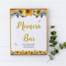 Wasserfarbe Sonnenblume Momosa Bar Sign Poster