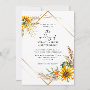 Wasserfarbe Sonnenblume Rustikale Hochzeit Einladu Einladung