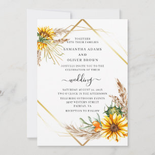 Wasserfarbe Sonnenblume Rustikale Hochzeit Einladung