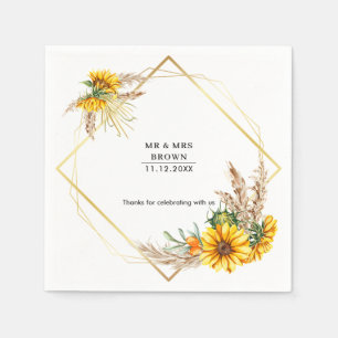 Wasserfarbe Sonnenblume Rustikale Hochzeit Serviette