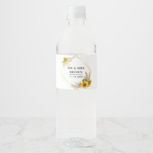 Wasserfarbe Sonnenblume Rustikale Hochzeit Wasserflaschenetikett