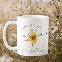 Wasserfarbe Sonnenblumen Bienen Beste Mama je Skri Kaffeetasse