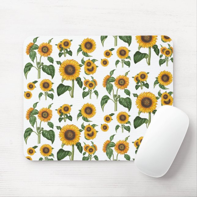 Wasserfarbe Sonnenblumen Botanische Blattpflanzen Mousepad (Mit Mouse)