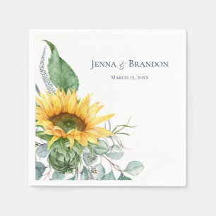 Wasserfarbe Sonnenblumen Hochzeit Napkins Serviette