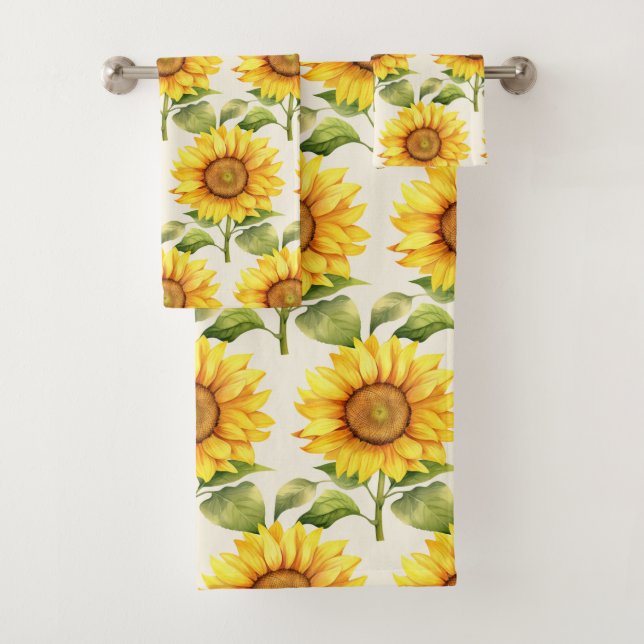 Wasserfarbe Sonnenblumen Van Gogh Style Badhandtuch Set (Insitu)