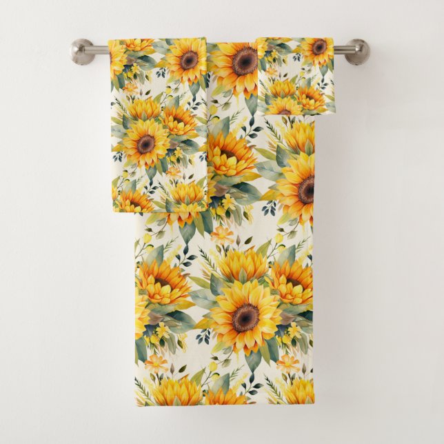 Wasserfarbe Sonnenblumen Van Gogh Style Badhandtuch Set (Insitu)