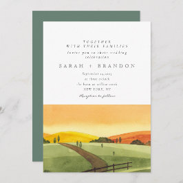 Wasserfarbe Sonnenuntergang Hochzeitsreise auf dem Einladung