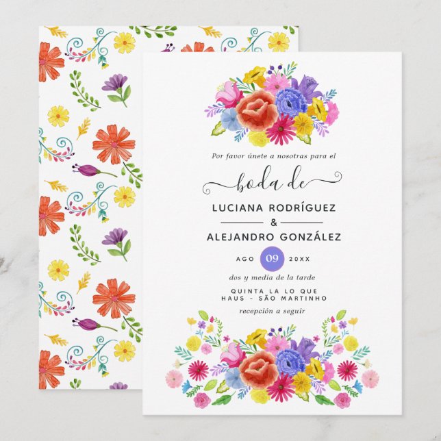 Wasserfarbe Spanische Fiesta Hochzeit Einladung (Vorne/Hinten)