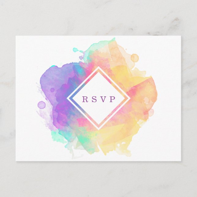 Wasserfarbe-Spaß RSPV Ankündigungspostkarte (Vorderseite)