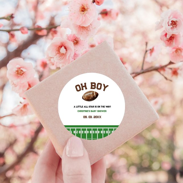 Wasserfarbe Sport Football Baby Dusche Runder Aufkleber (Von Creator hochgeladen)