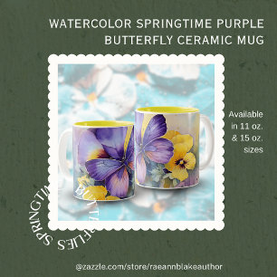 Wasserfarbe Springtime Lila Butterfly Keramik Tass Zweifarbige Tasse