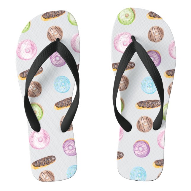 Wasserfarbe Sprinkle Mattiert Donuts Backwaren Flip Flops (Fußbett)
