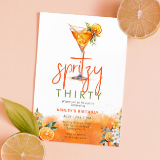 Wasserfarbe Spritz Orange Blume Geburtstag Einladung
