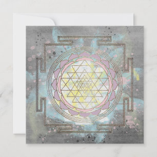 Wasserfarbe Sri Yantra - Grußkarte Mitteilungskarte
