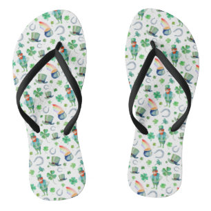 Wasserfarbe St. Patrick's Day Pattern Flip Flops
