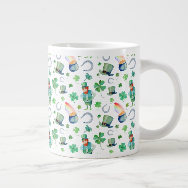 Wasserfarbe St. Patrick's Day Pattern Jumbo-Tasse (Rechts)