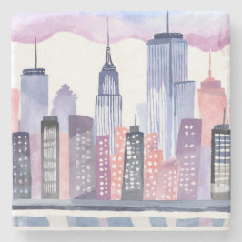 Wasserfarbe Stadt Skyline Steinuntersetzer