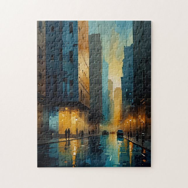 Wasserfarbe Stadtscape Puzzle Abstrakt Urban Jigsa (Vertikal)