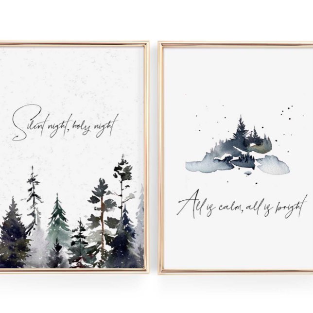 Wasserfarbe Stille Nacht Weihnachtslied Bilderwand Sets (Von Creator hochgeladen)