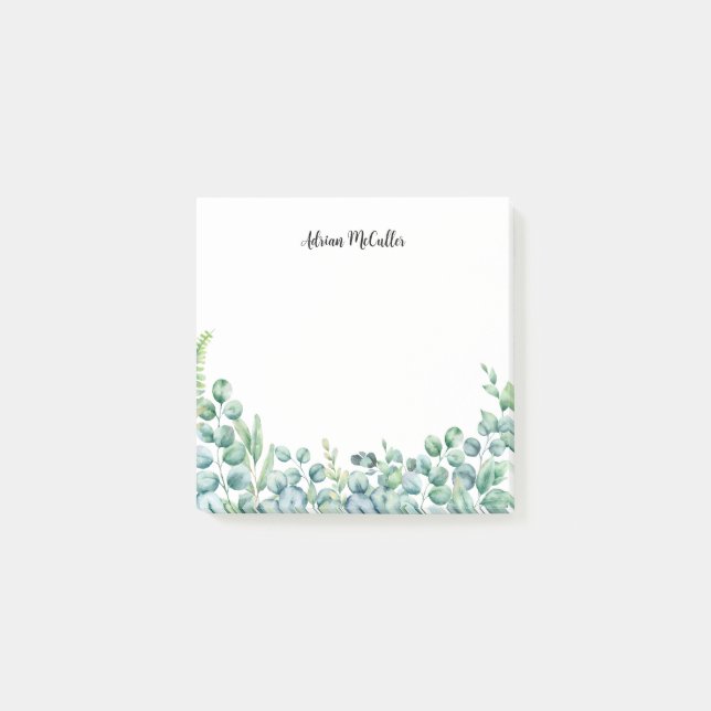 Wasserfarbe Stilvolle Vegetation Post-it Klebezettel (Vorderseite)