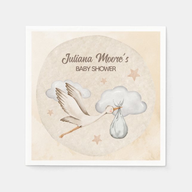 Wasserfarbe Stork Baby Dusche Serviette (Vorderseite)