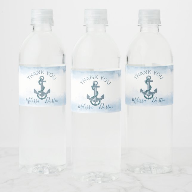 Wasserfarbe Strand Anker Nautische Gastgeschenk Ho Wasserflaschenetikett (Flaschen)