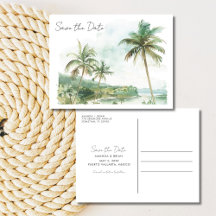 Wasserfarbe Strand Hochzeit Save the Date Postkart