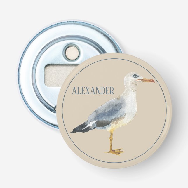 Wasserfarbe-Strand-Möwe Personalisiert Flaschenöffner (Vorderseite)