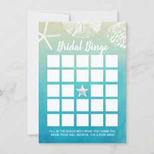 Wasserfarbe Strand Seashells Bridal Bingo Spiel
