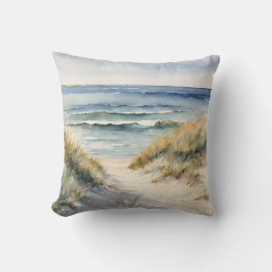 Wasserfarbe Strand Szene Ocean Waterscape Kissen