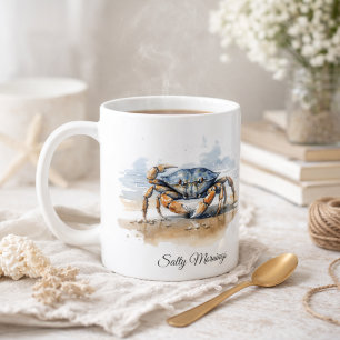 Wasserfarbe Strandkrabbe, individuell angefertigt Kaffeetasse