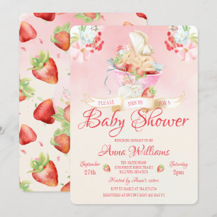 Wasserfarbe Strawberry Baby Fairy Baby Dusche Einladung