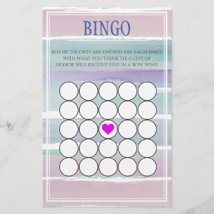 Wasserfarbe Stripte Babydusche Bingo