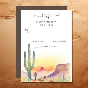 Wasserfarbe Südwestwüste und Kakteen Wedding RSVP Karte