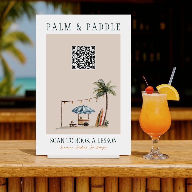 Wasserfarbe-Surf-Lektion-QR-Schild Poster (Von Creator hochgeladen)