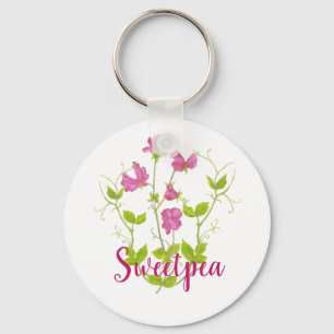 Wasserfarbe Süße Erbse, Gartengarten Blume Schlüsselanhänger