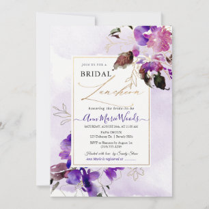 Wasserfarbe Süßpees Violet Lila Bridal Lunchoen Einladung