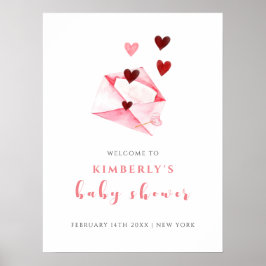 Wasserfarbe Sweet Heart Letter Willkommensdusche Poster