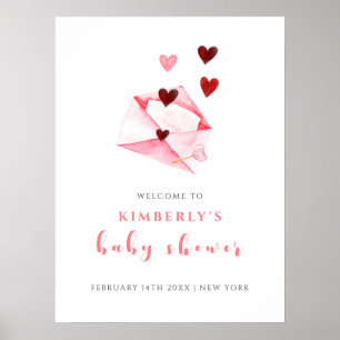 Wasserfarbe Sweet Heart Letter Willkommensdusche Poster