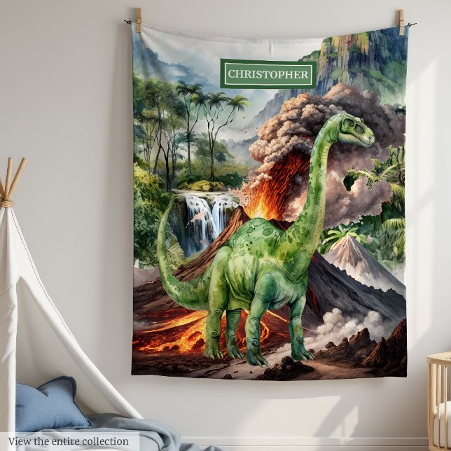 Wasserfarbe T-Rex Dinosaur Blanket Personalisiert Fleecedecke (Watercolor T-Rex Dinosaur Blanket Personalized for Kids)