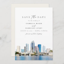 Wasserfarbe Tampa Florida Skyline Save the Date
