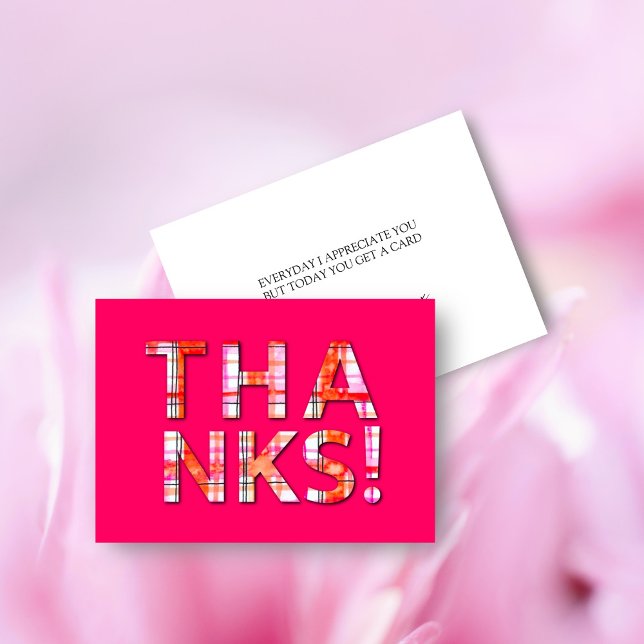 Wasserfarbe Tartan Kariert Pinks Muster Danke (I appreciate you Tartan Thank you card)